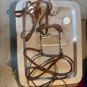 Vintage Leather Horse Bridle with 5 inch American bit and 58 “ reins